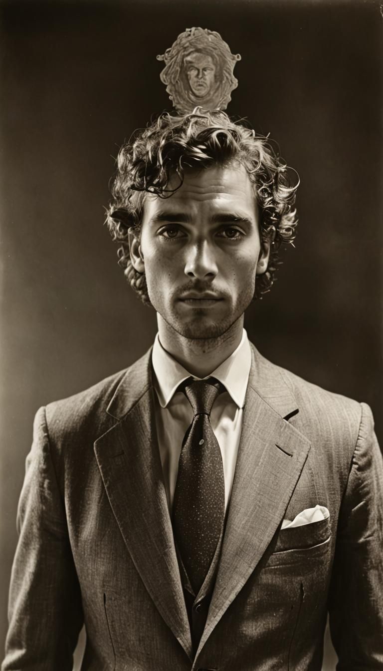 Contemplative Portrait of a Man in Black and White