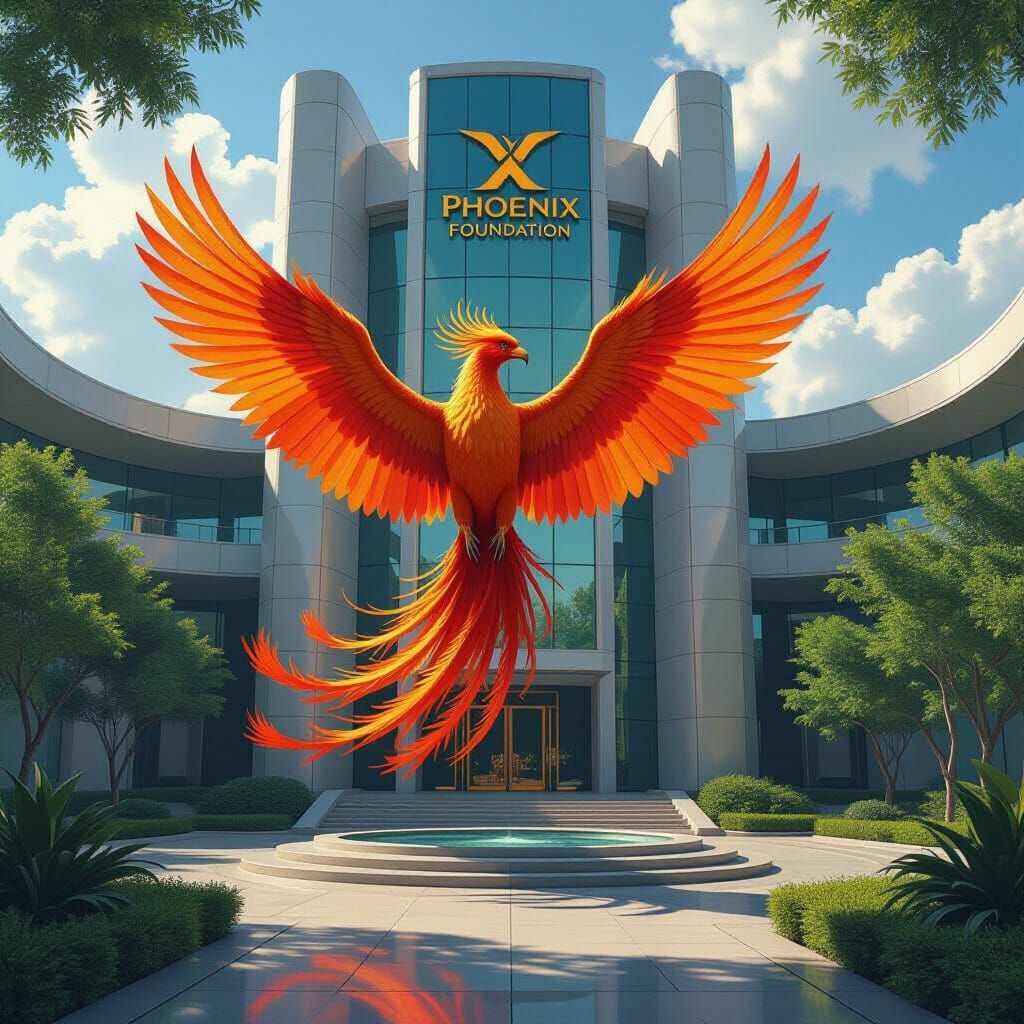 Phoenix Rises Before Futuristic Headquarters