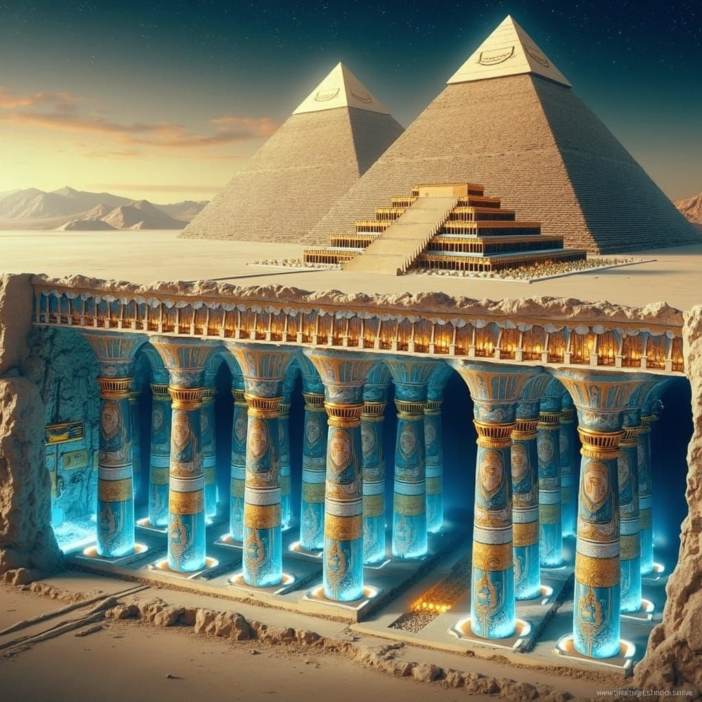 Ancient Egyptian Pyramids Supported by Colossal Megalithic P...