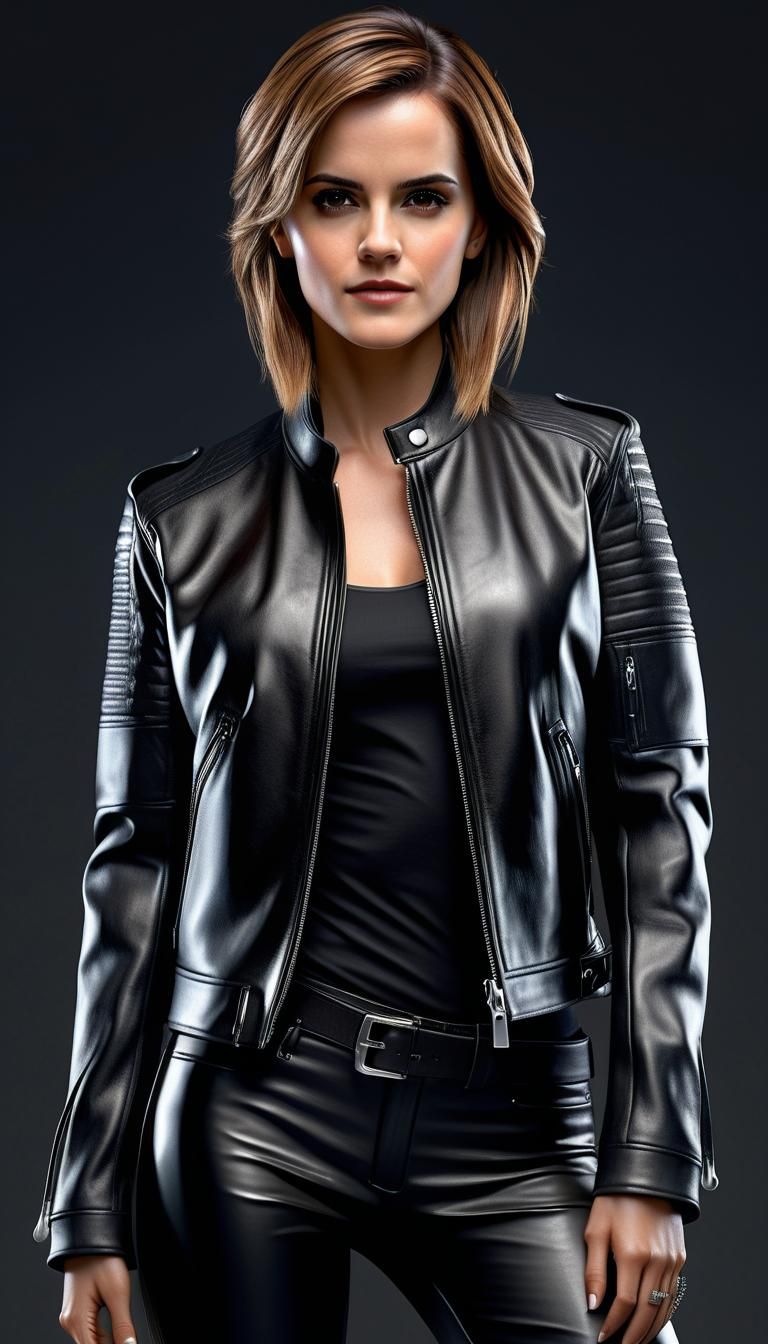 Hyperrealistic Portrait of a Woman in Leather
