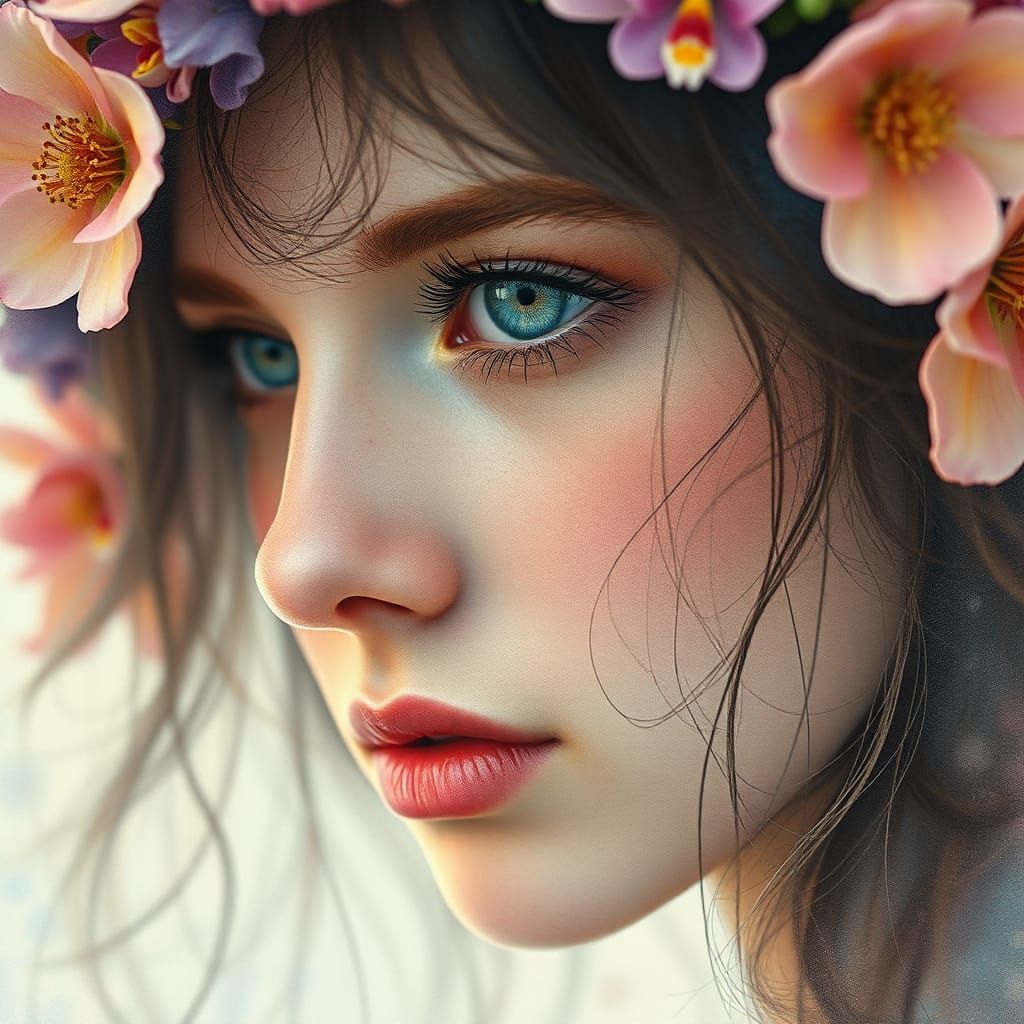 Fantasy Portrait in Pastel Watercolor Style