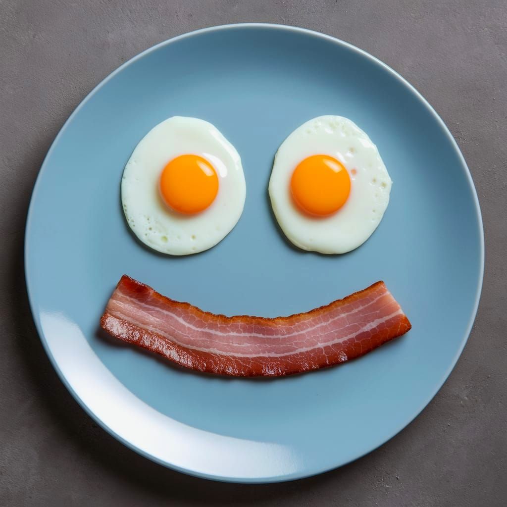 Eggs and Bacon Form a Cheerful Breakfast Face