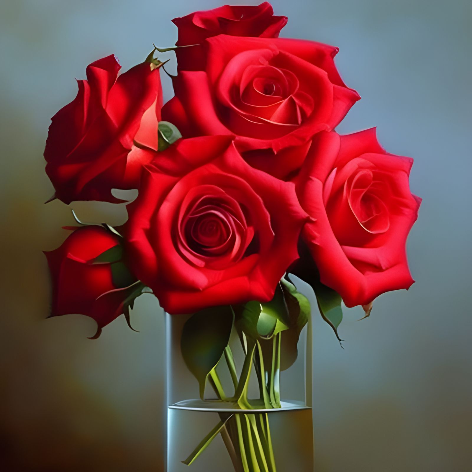 Red Roses Bouquet in Oil Painting Style