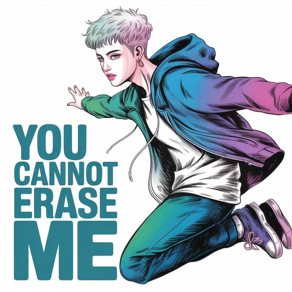 Dynamic Androgynous Figure in Korean Manhwa Style