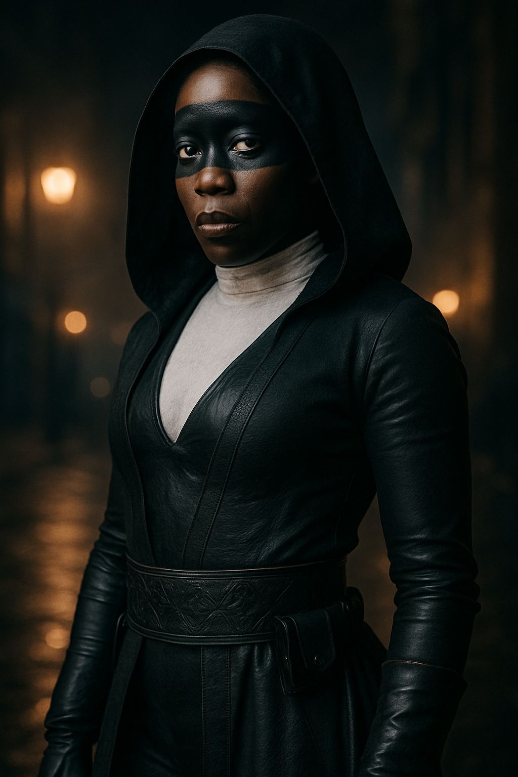 Hyperrealistic Sister Knight from Watchmen in HDR