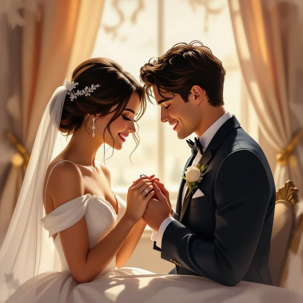 Girl Proposes to Partner in Romantic Realism Style