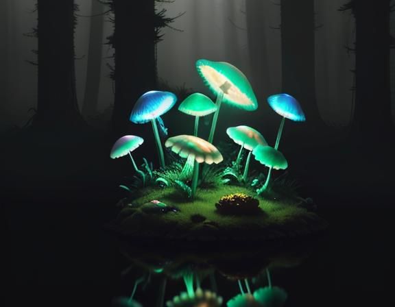 Jellyfish in Mystical Forest: Digital Matte Painting