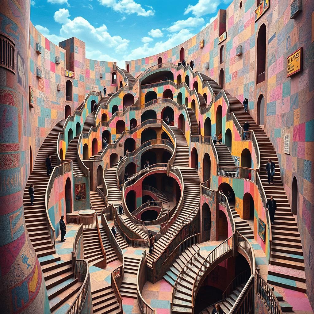 Endless Staircases in Surrealist Architectural Style