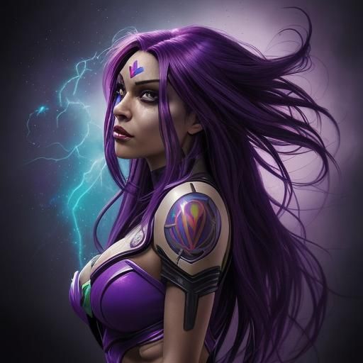 Starfire and Raven Fusion: Hyperrealistic Splash Art