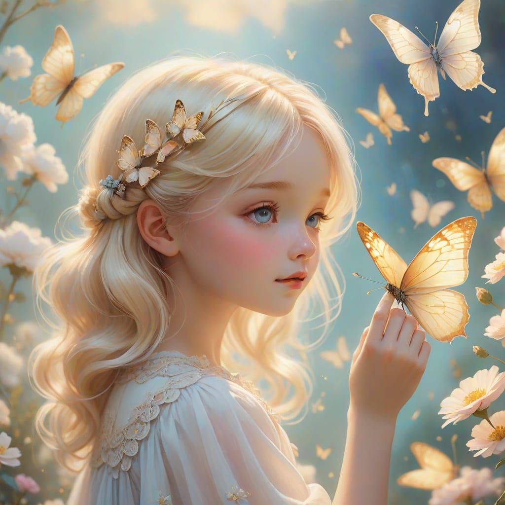 Whimsical Watercolor Beauty with Delicate Butterfly