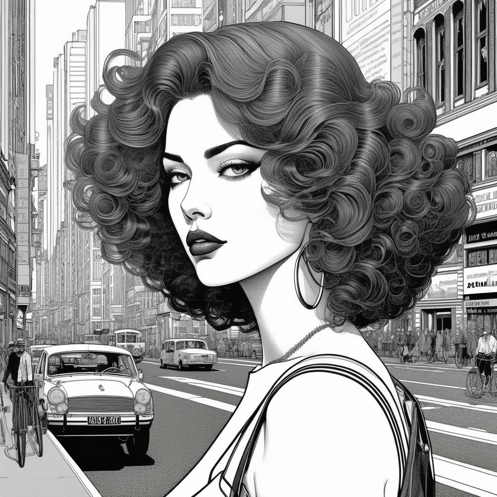 a highly detailed illustration of a beautiful young women in city 2024, by Apollonia Saintclair,Gerda Wegener,Richard Eu...