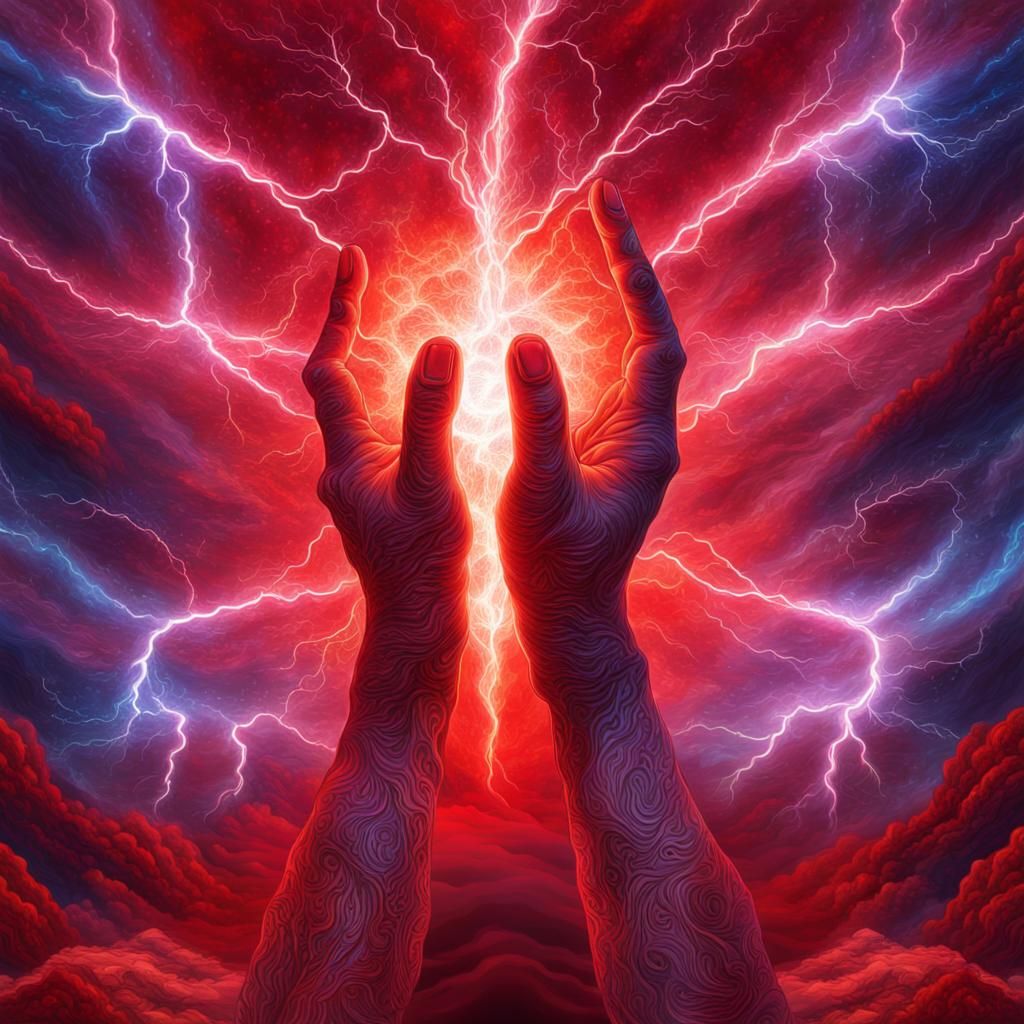 Red Sorcerous Lightning: Holographic Astral Illustration