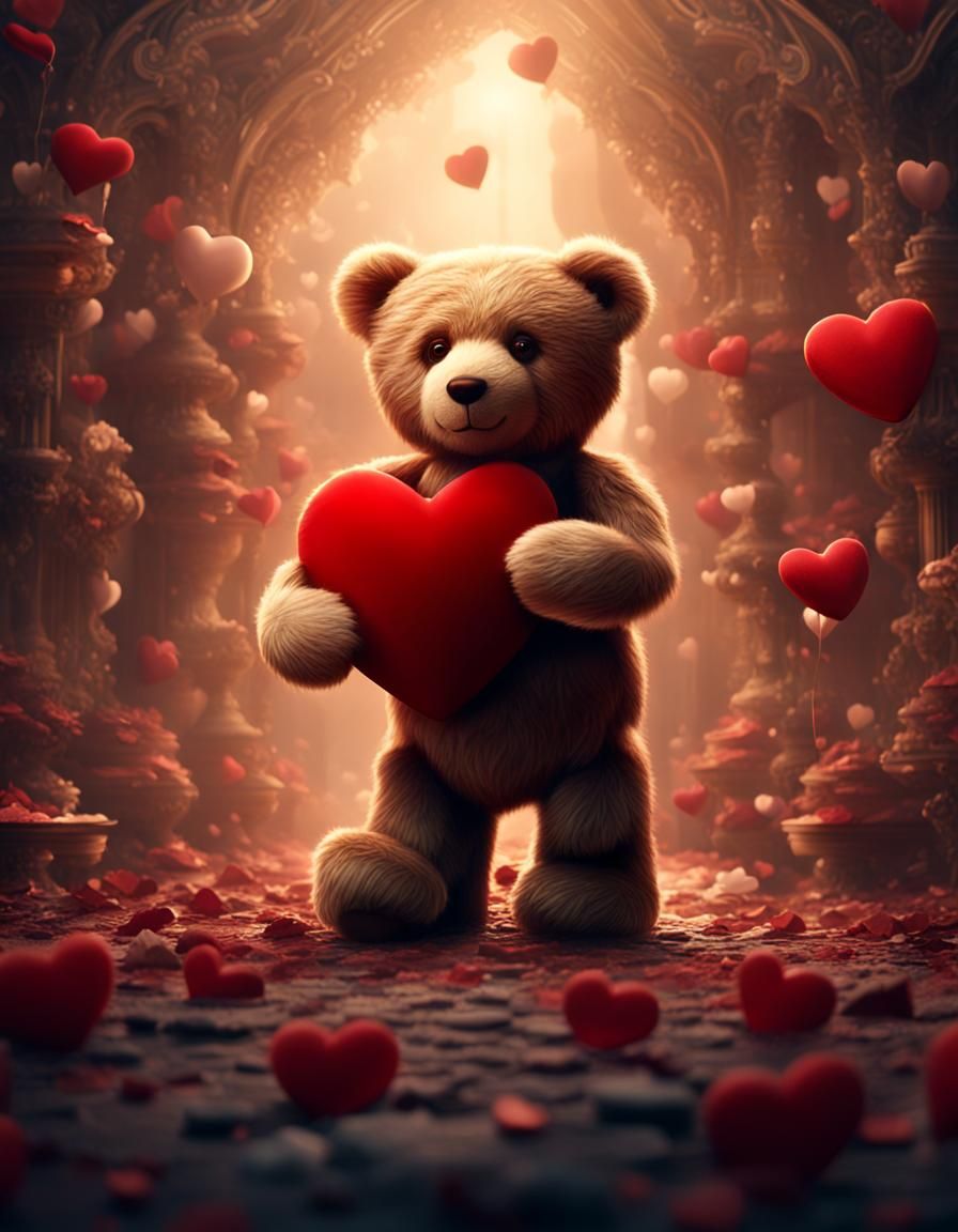 Teddy Bear Holding a Love Heart
