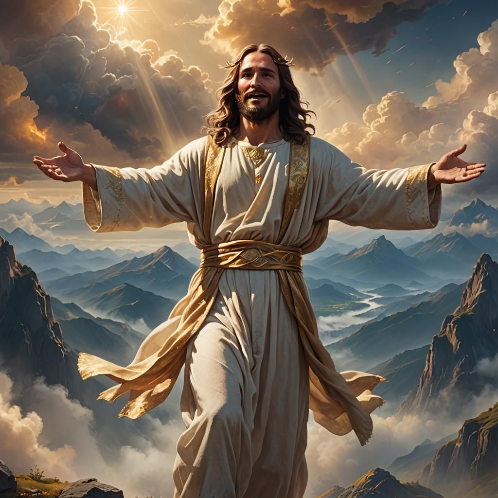 Jesus Christ in Ethereal Fantasy Landscape