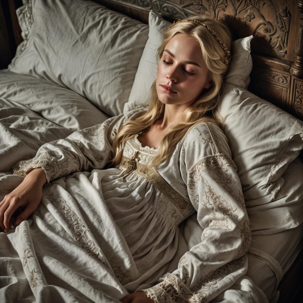 Medieval Sweden: Beautiful Blonde Woman Asleep