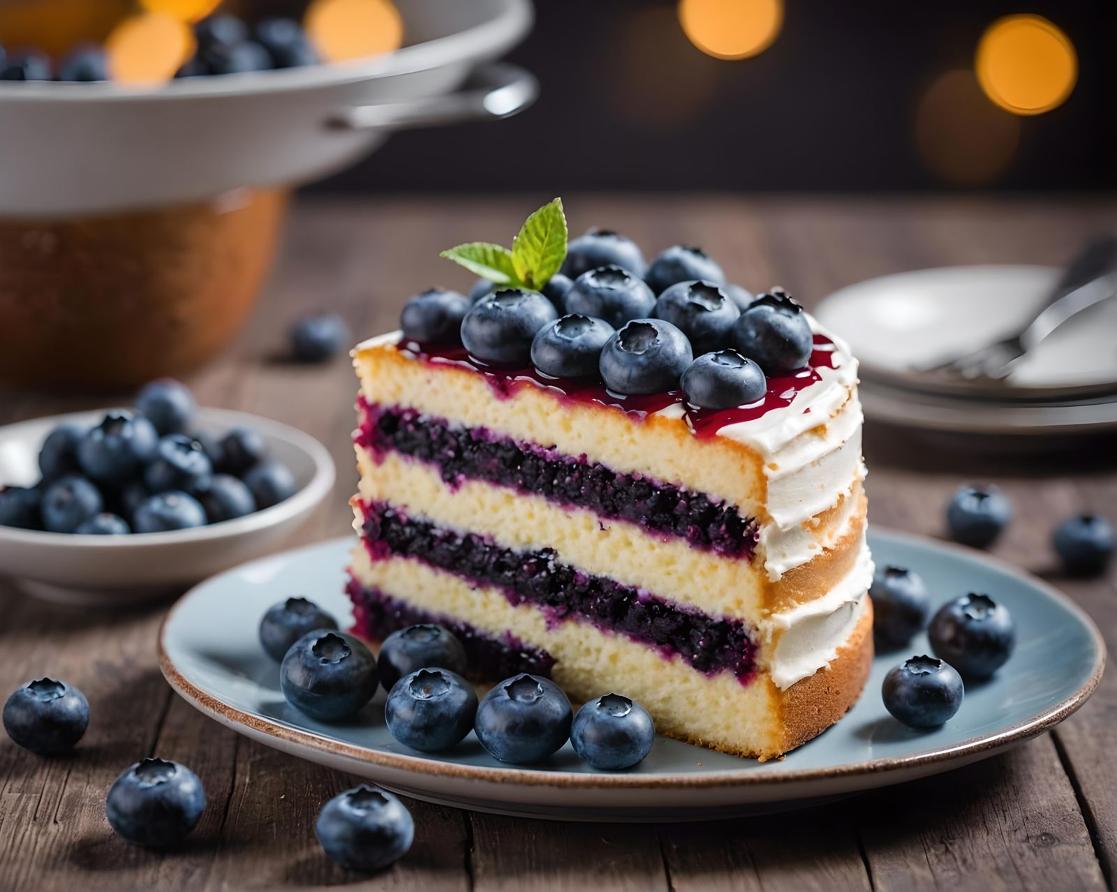 Delicious Blueberry Cake Captured with Bokeh