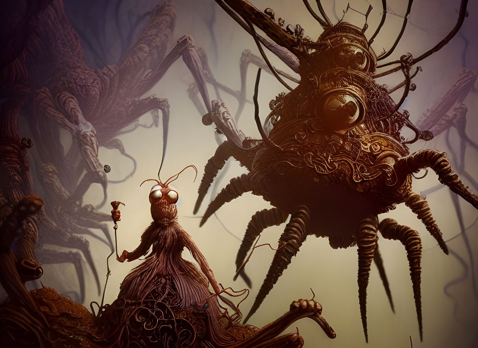 Eldritch Spiders and Monsters in Fantasy Monastery