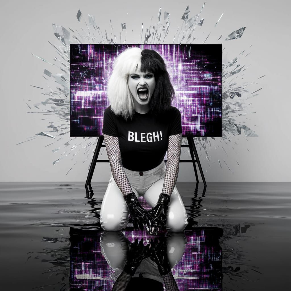 Gothic Metalhead Goddess in a Surreal White Room