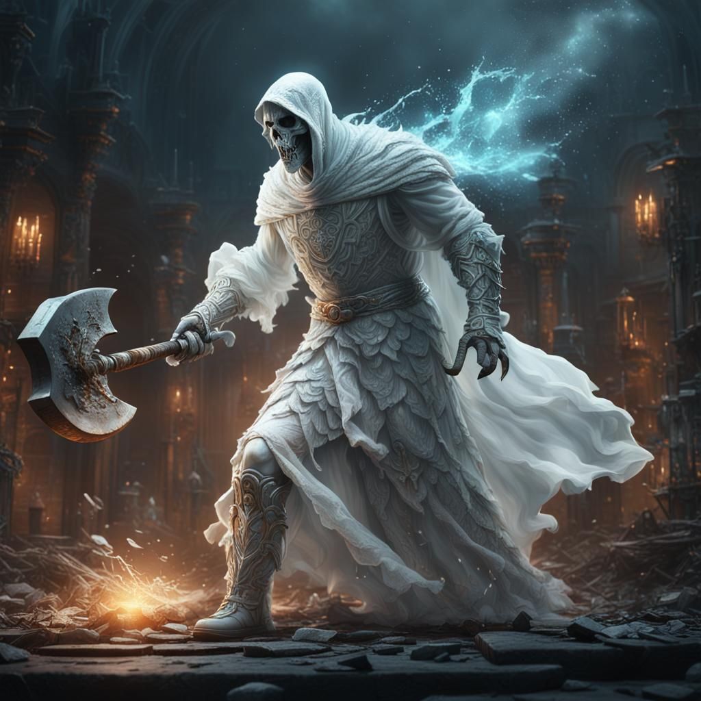 Ghostly Figure with Hammer: Detailed Matte Painting