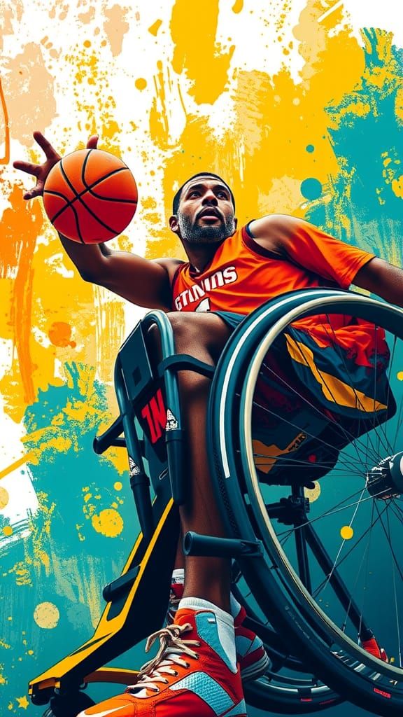 Wheelchair Basketball Player Close-Up: Paralympics Abstract ...