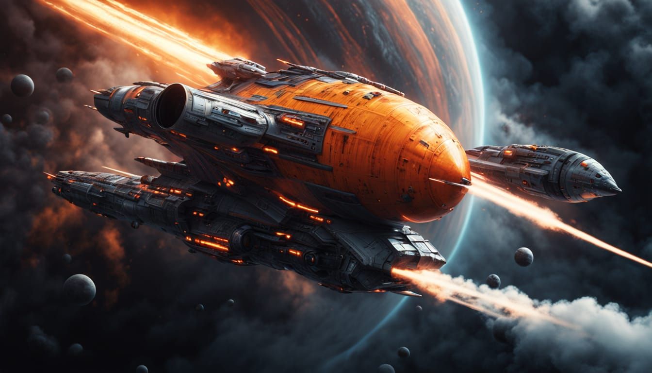 Platinum Star Cruiser Soars Through Gas Giant Atmosphere