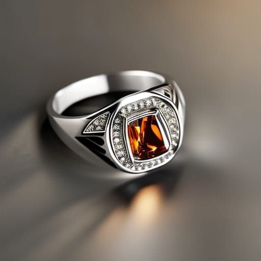 Silver Ring with Geometric Pattern in Art Deco Style