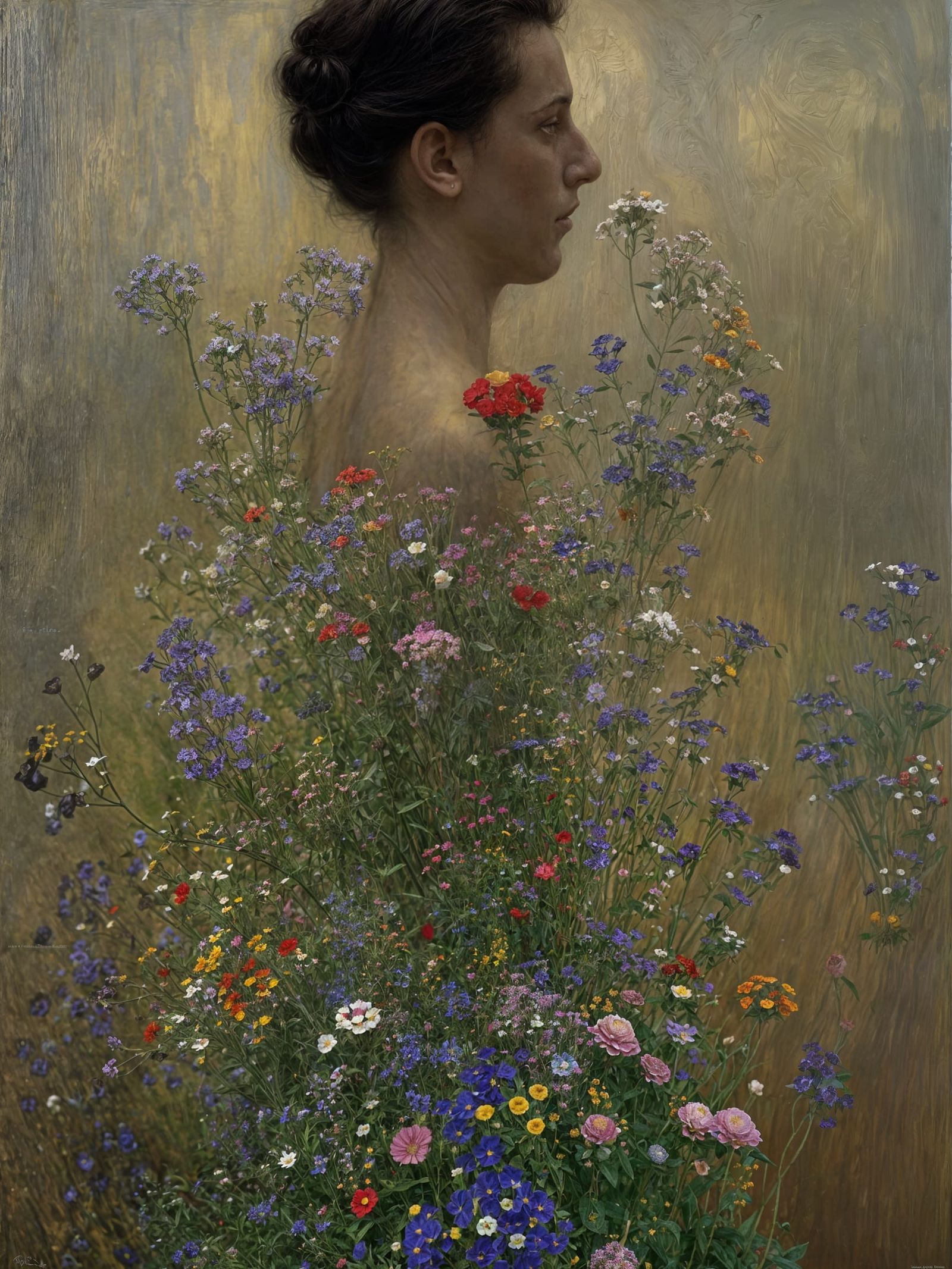 Hyperrealistic Floral Painting in Golden Age Style