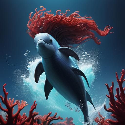 Merboy with Seahorses: 3D Digital Art