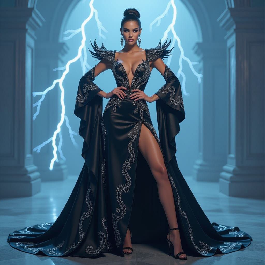 Electric Queen in Fantasy Couture Style