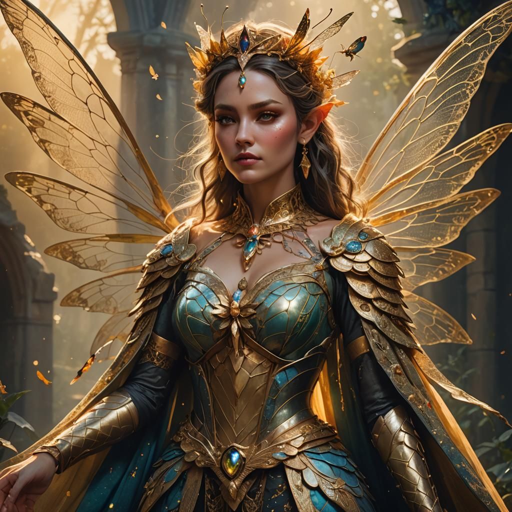 Fairy Queen Concept Art in Emerald and Sapphire