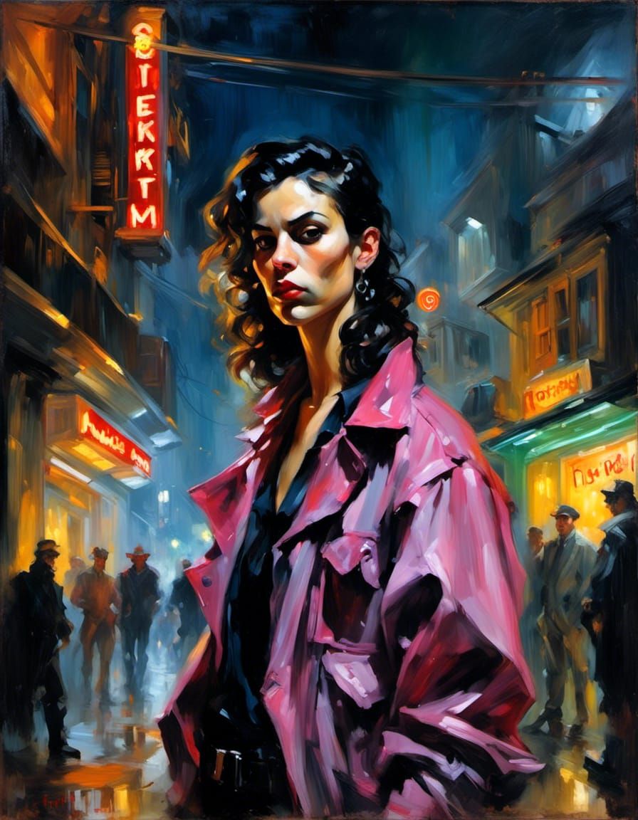 Cyberpunk Inventor in Neon-Lit Back Alley