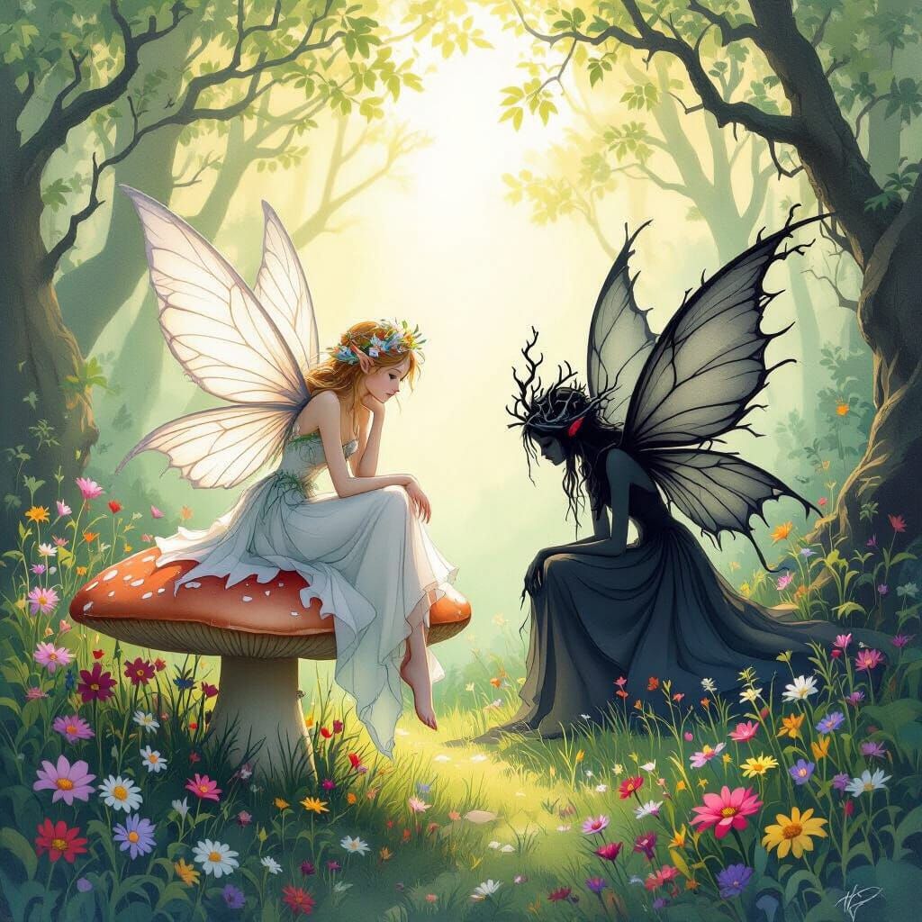 Fairy of Light and Shadow: Digital Art