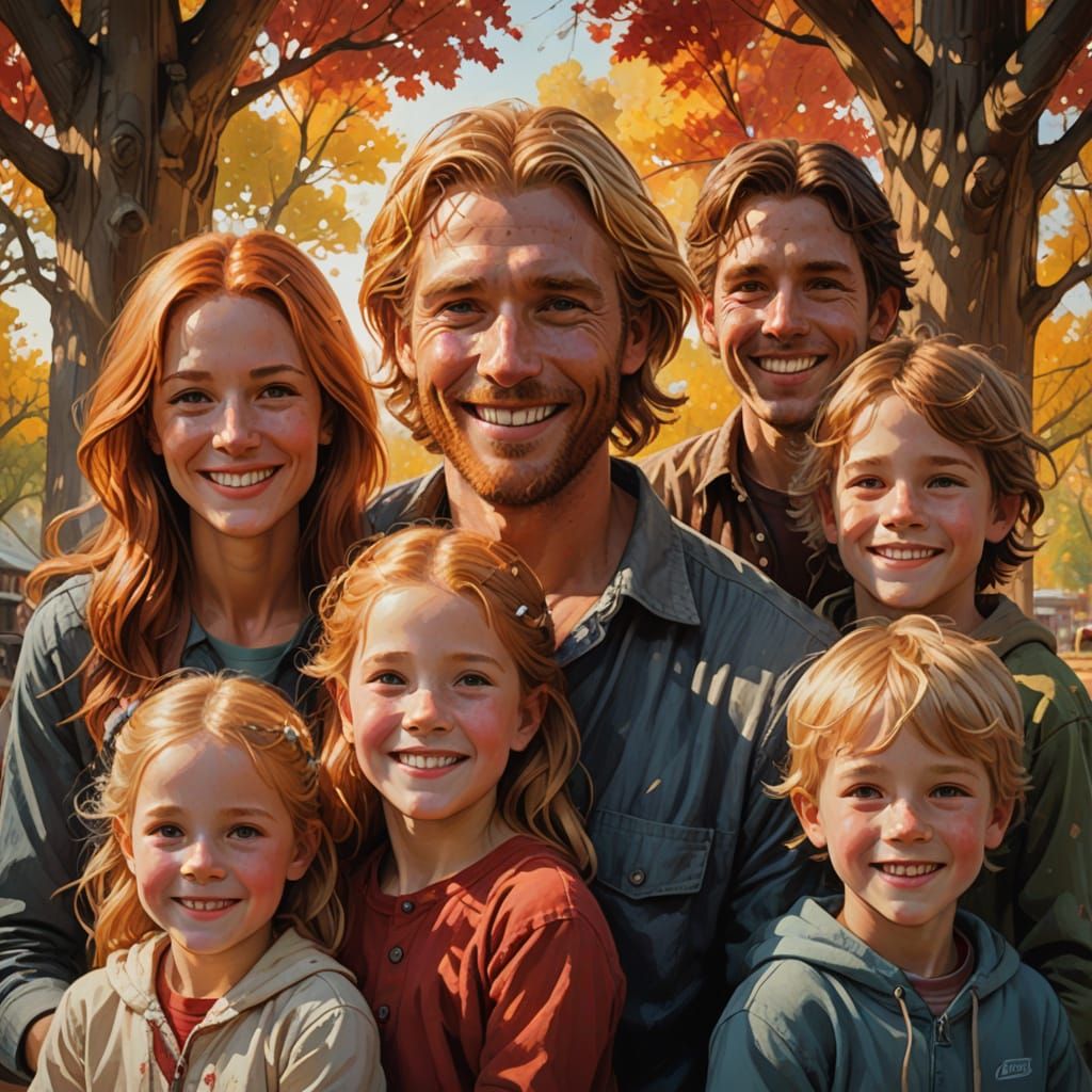 Heartwarming Family Portrait in Hyper-Realistic Style
