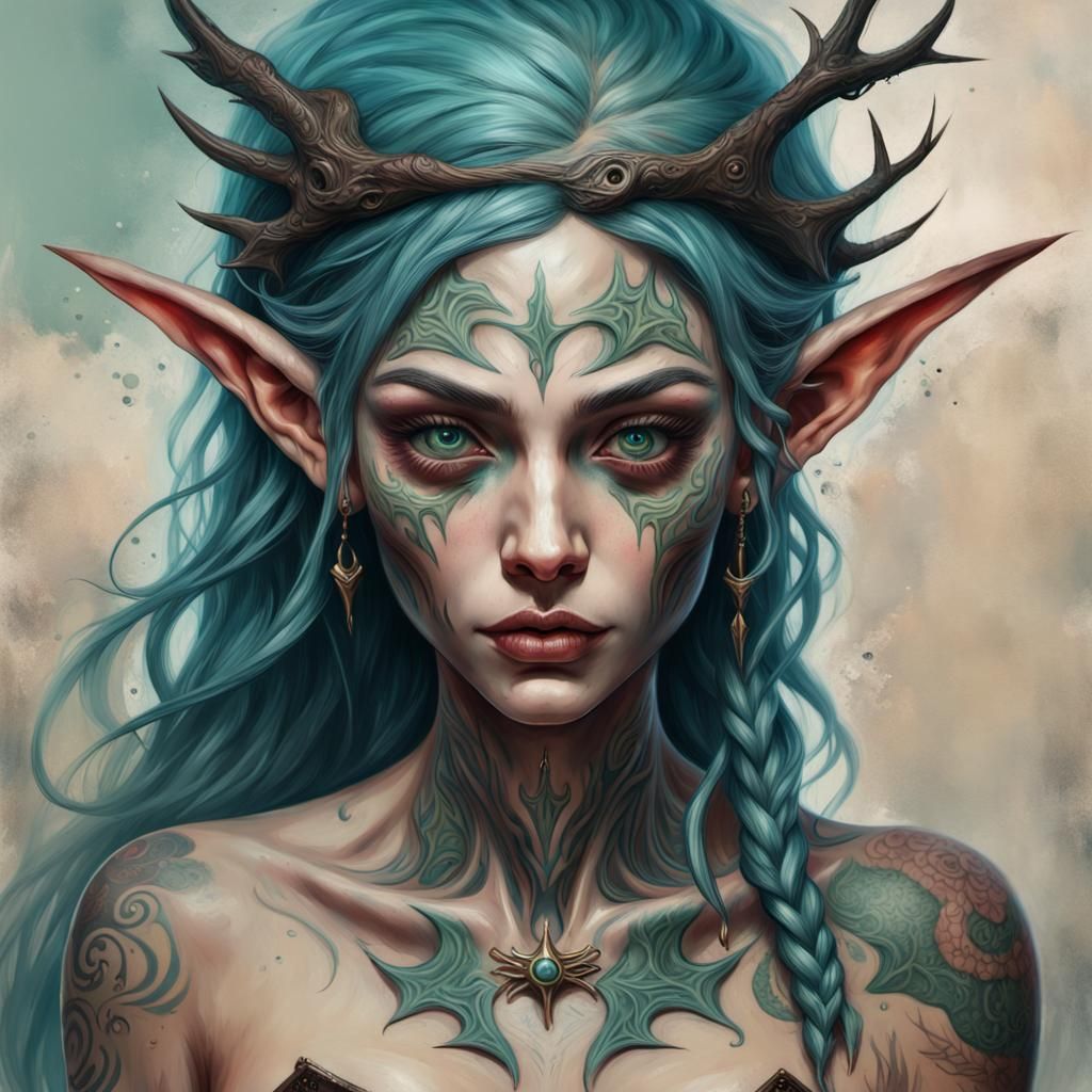 Creepy Gothic Elf Sea Witch: An Impasto Masterpiece