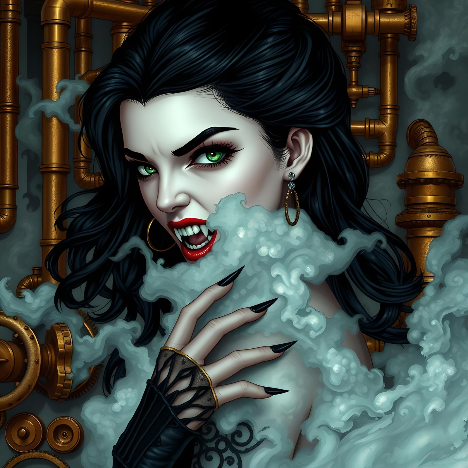 Steampunk Vampire Reveals Fangs in Dark Beauty