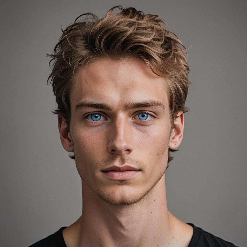 Close-Up Portrait of a Young Man in Color