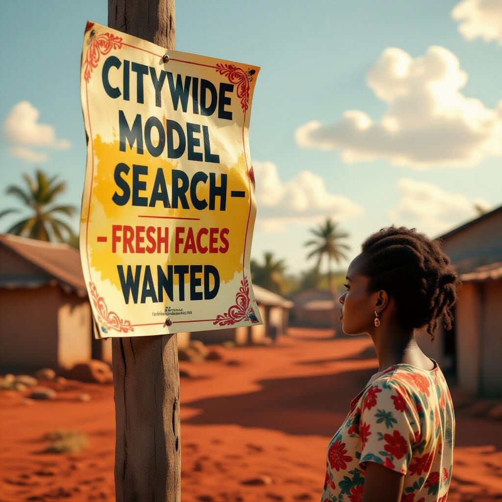 Model Search Poster in Wind: Red Soil & Huts
