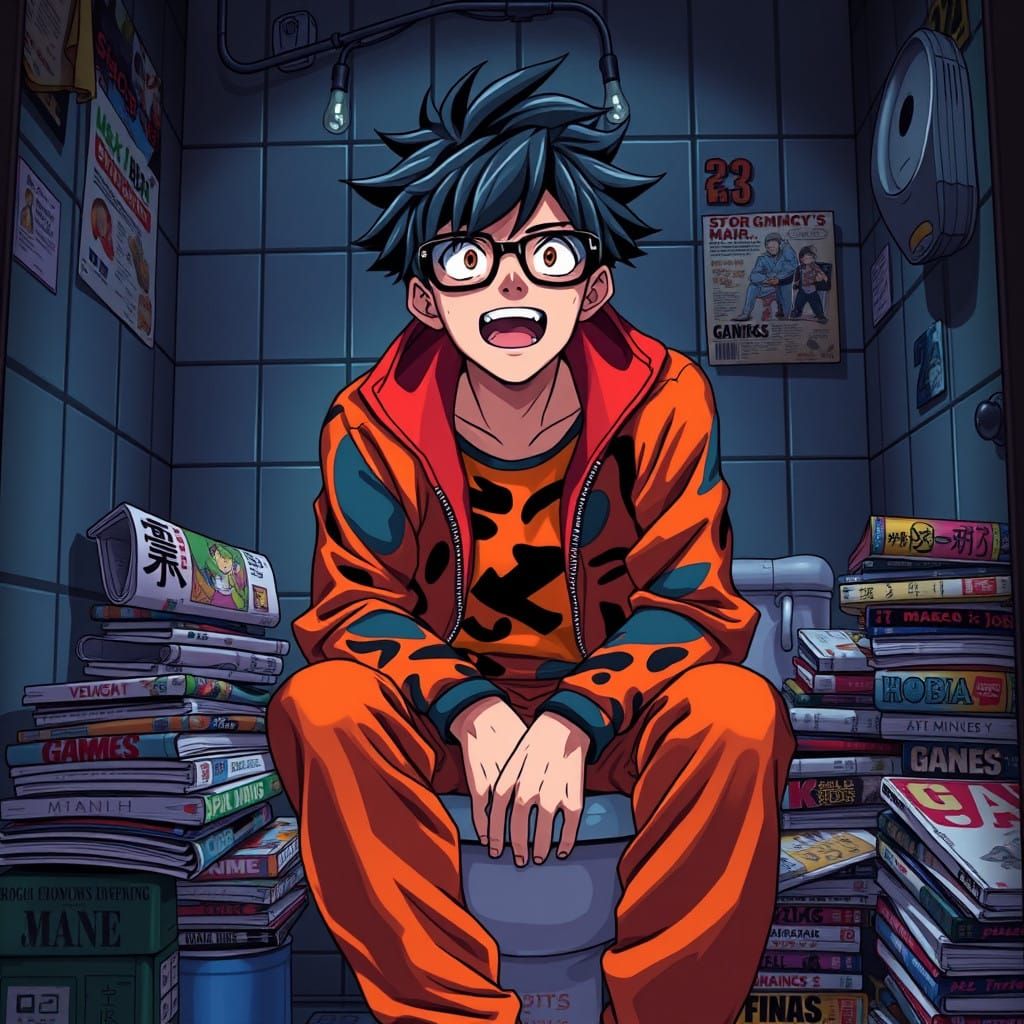 Anime-Inspired Portrait of a Super Geeked Gamer