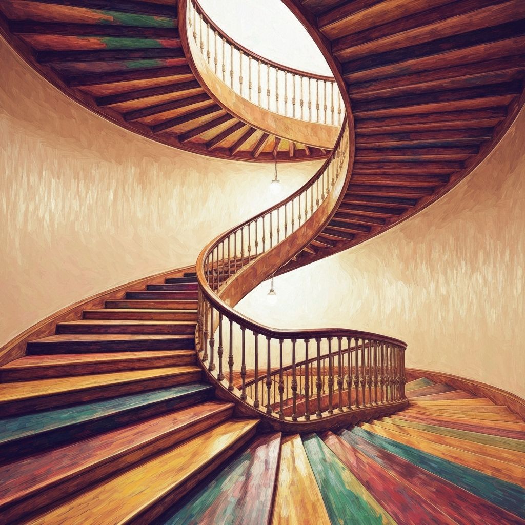 Endless Staircase in Pop Art and Digital Impressionism
