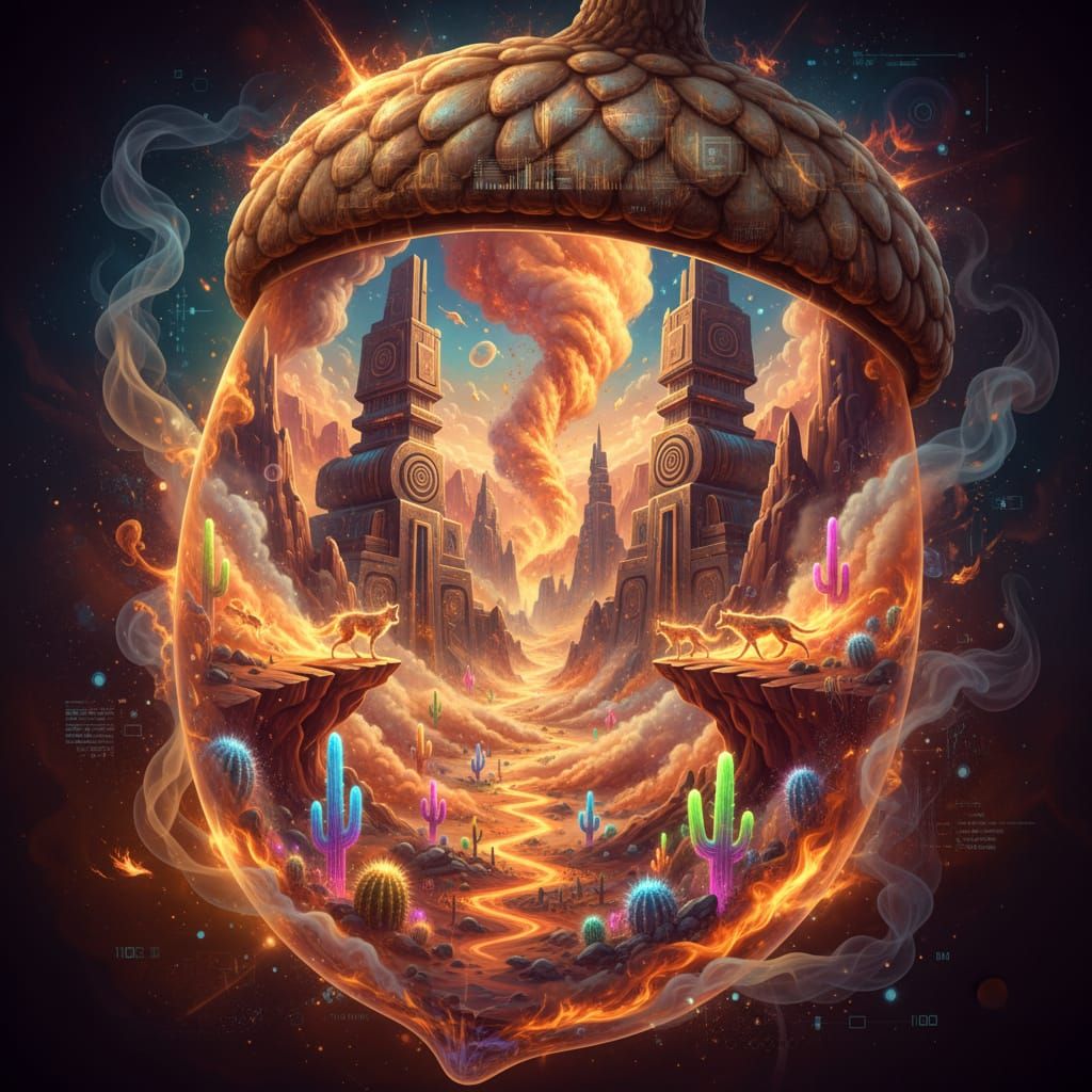 Miniature Desert Canyon Inside an Acorn