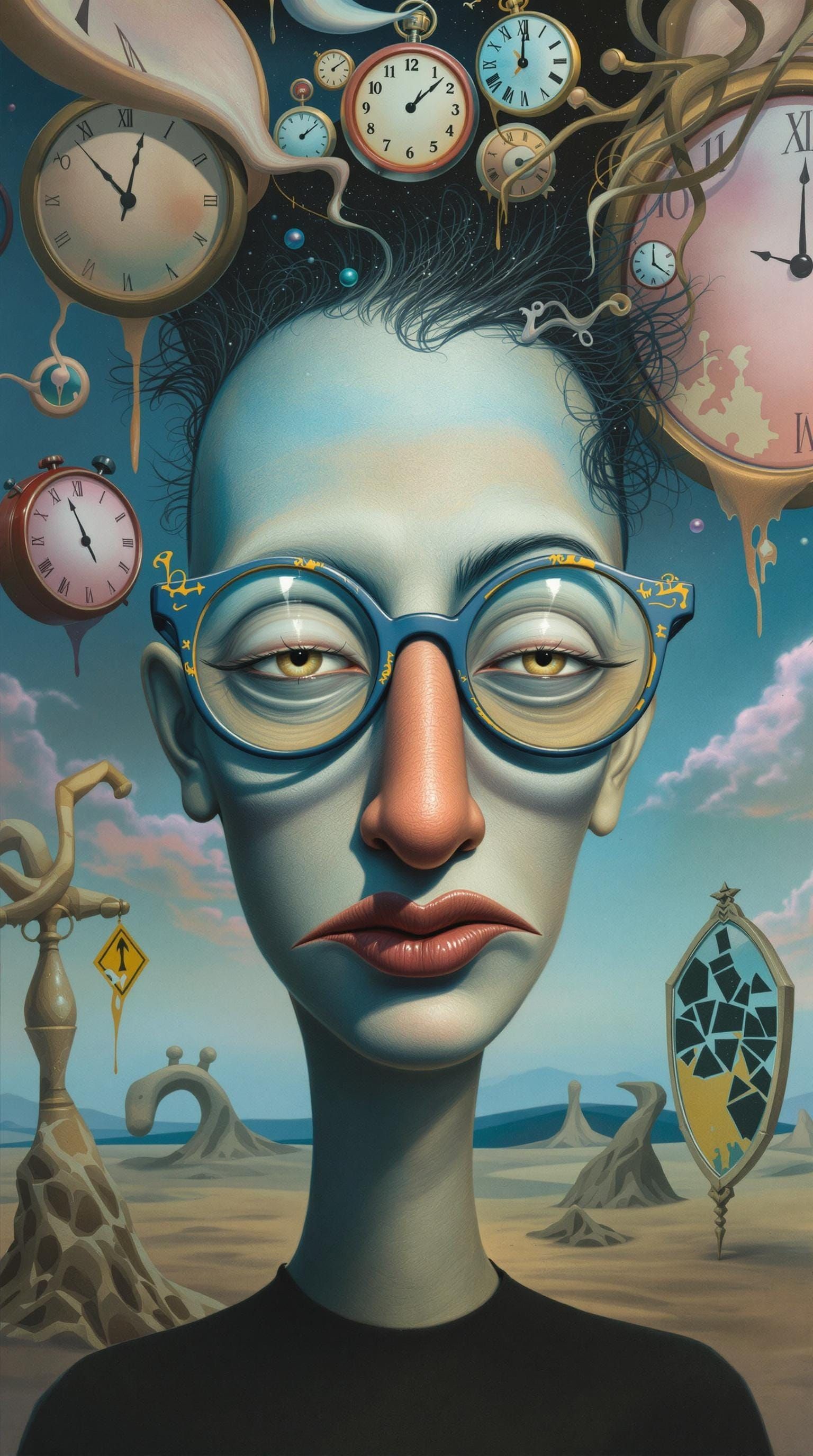 Surrealistic Clay Poppet in Salvador Dalí Style with Distort...