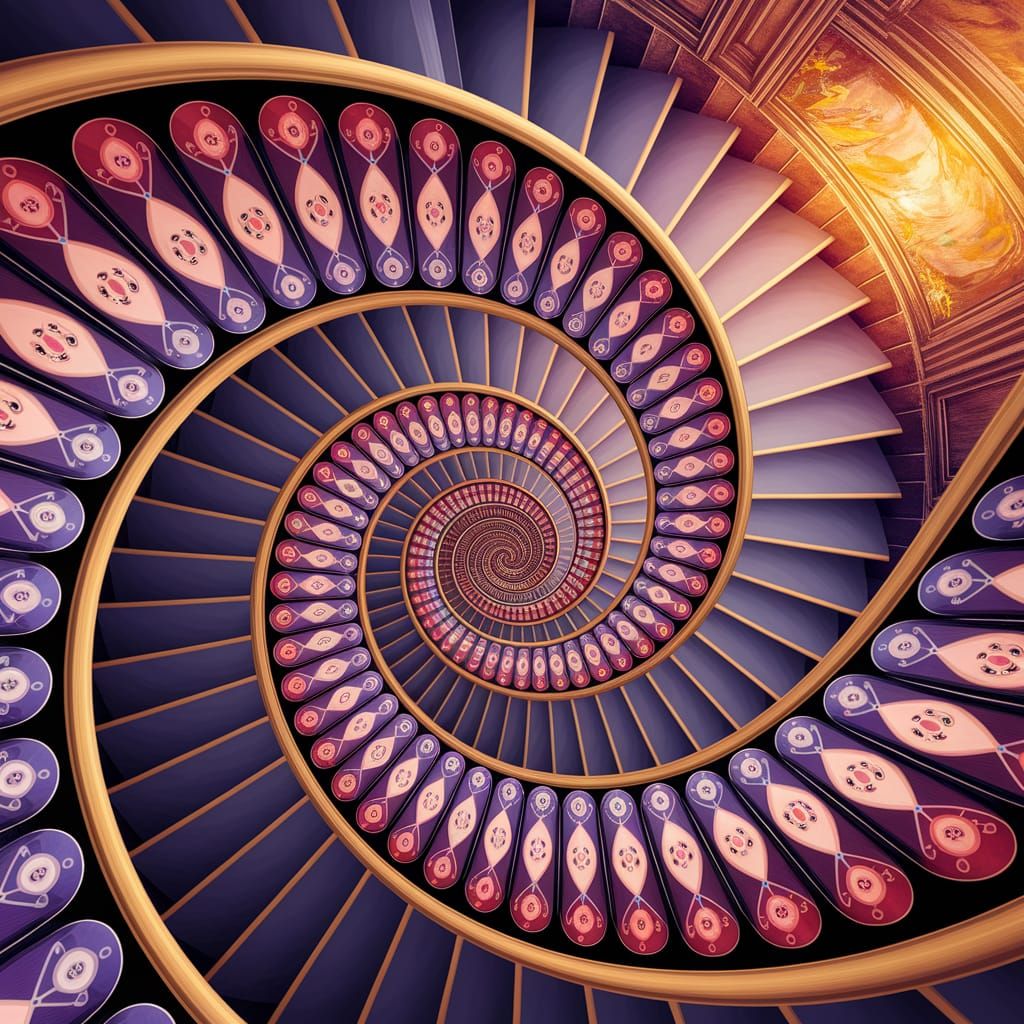 Endless Casino Staircase in Psychedelic Digital Art