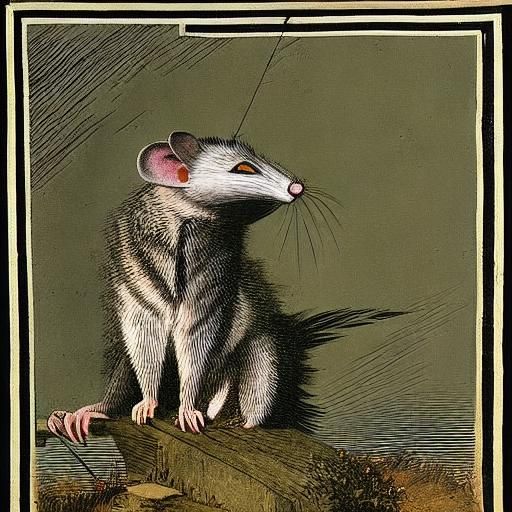 Tame Possum Portrait in Holbein and Warhol Style