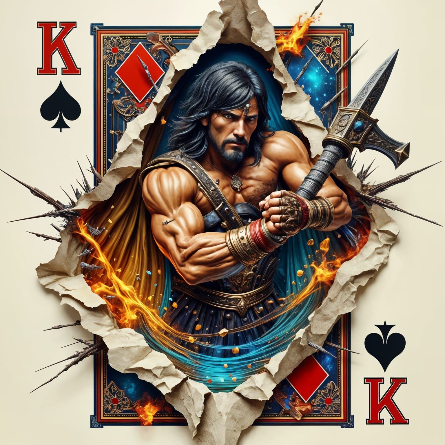 King Conan: Barbarian Warrior Breaks Free in Vibrant Abstrac...