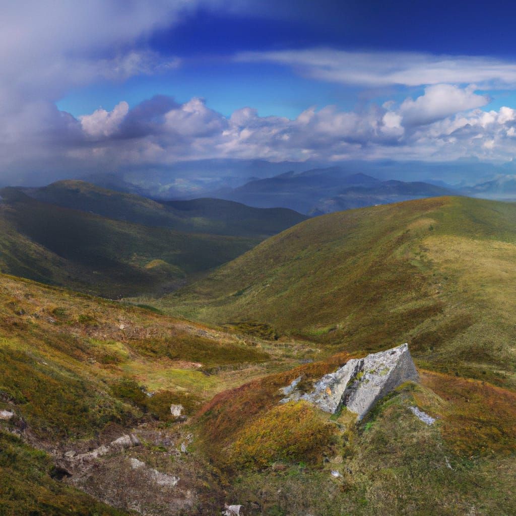 panoramic view of a fantasy mountain landscape, photorealism Sigma 24 mm f/8