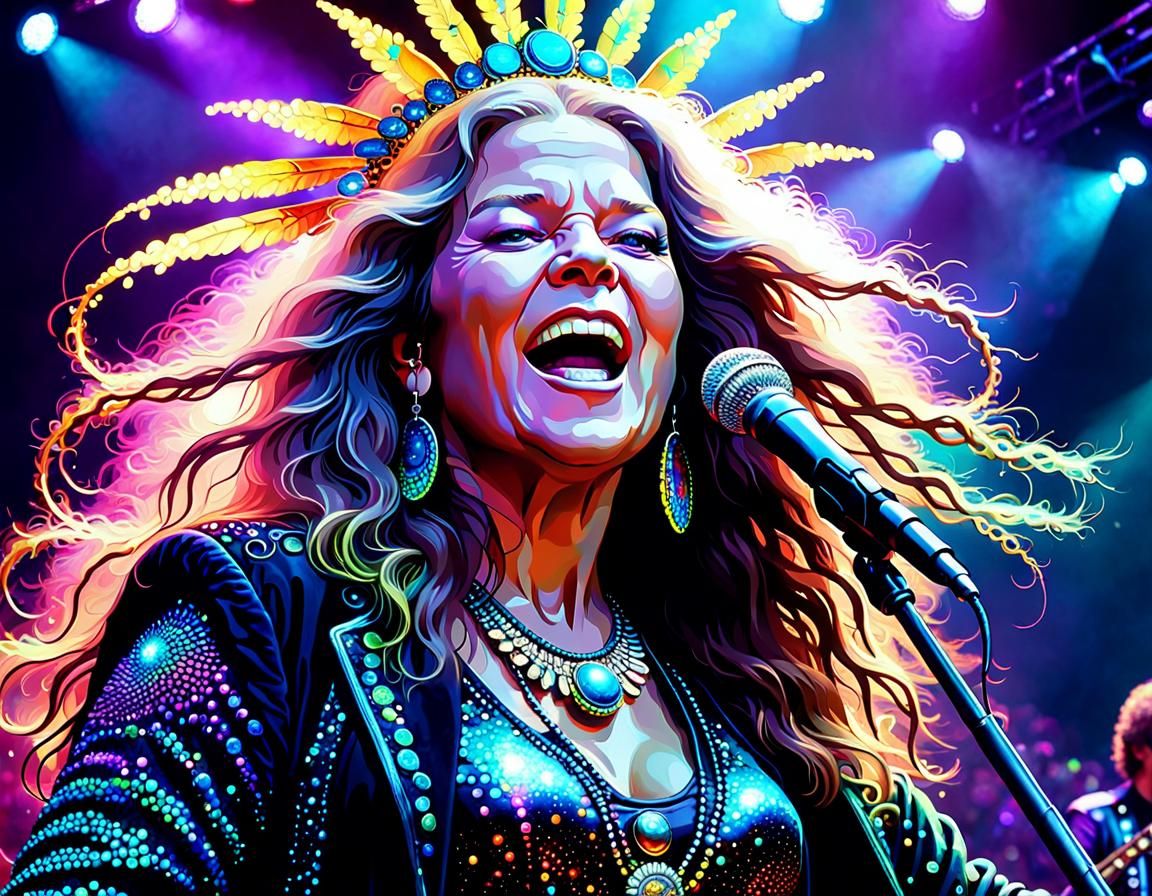 Janis Joplin | psychedelic pointillism (Starlight XL)