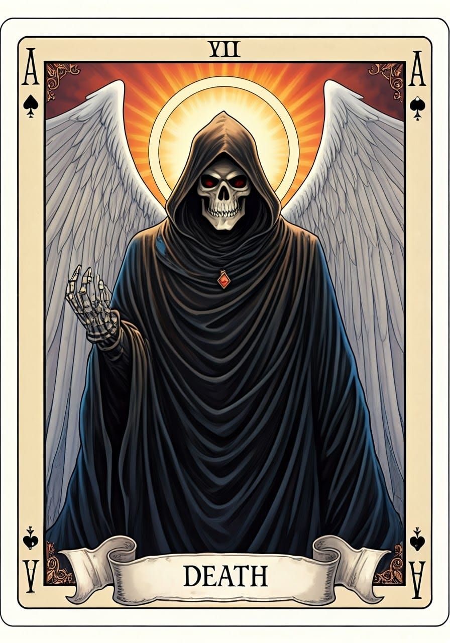 Manga Death Tarot Card in Moebius/WLOP Style
