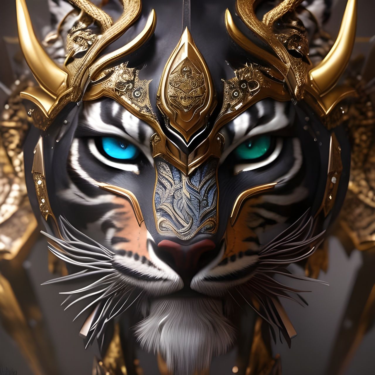 Majestic Cybernetic Tiger Warrior Portrait in 4K