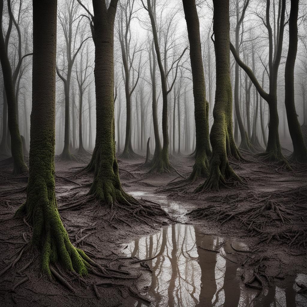 AI Generated Muddy Forest Landscape
