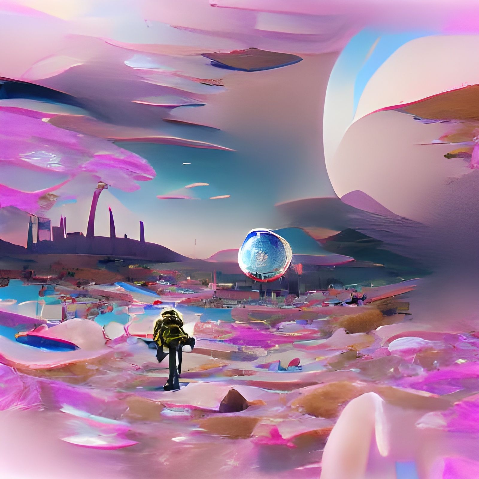 Astronaut on a Dystopian Diamond Planet